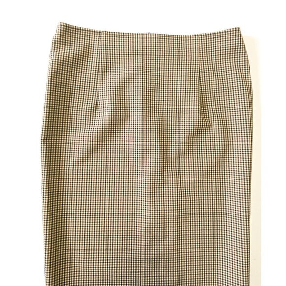 Miu Miu Pencil Midi Skirt Check Brown Black Size 44 IT US 8 - Picture 3 of 12